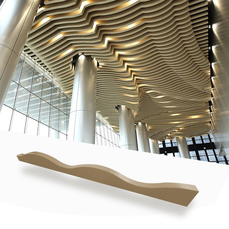 Customized Suspended Metal Ceilings Construction Decorative Wavy Aluminum Baffle Ceiling