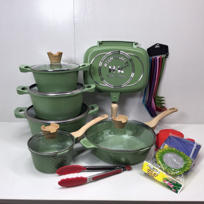 Manufacturer 23PCS Aluminum Pots and Pan Set Non Stick Sauce Pans Grill Frying Pan Ceramic Kitchenware Sets