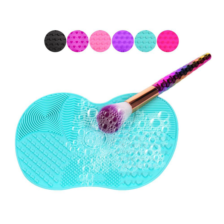 Factory Supply Mini Multi Color Makeup Brush Cleaner Cleaning Pad Make up Brushes Cleanser Silicon Makeup Brush Cleaning Mat