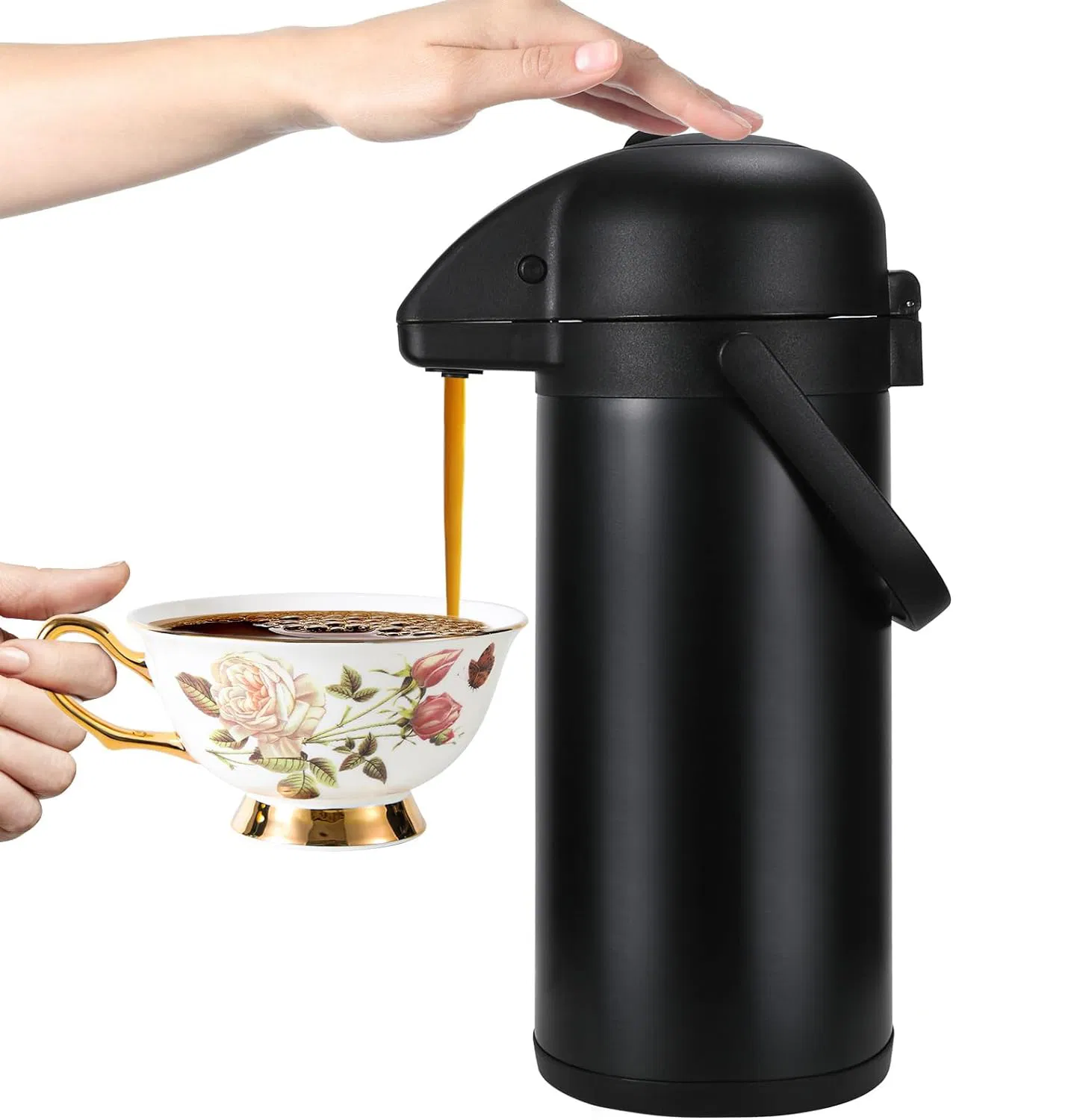 Термос-диспенсер для кофе с помпой, нержавеющая сталь