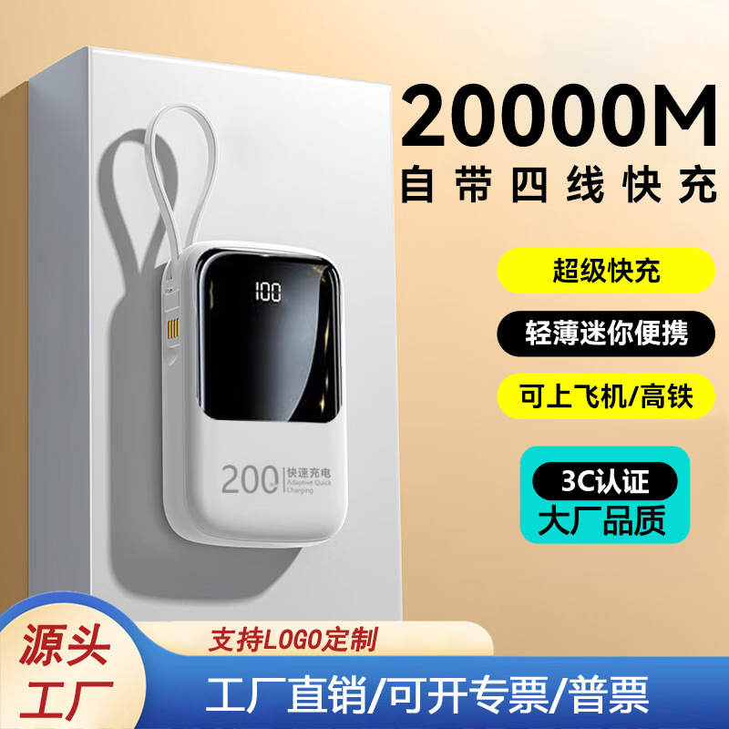 Портативный Power Bank 20000mAh с быстрой зарядкой и дисплеем