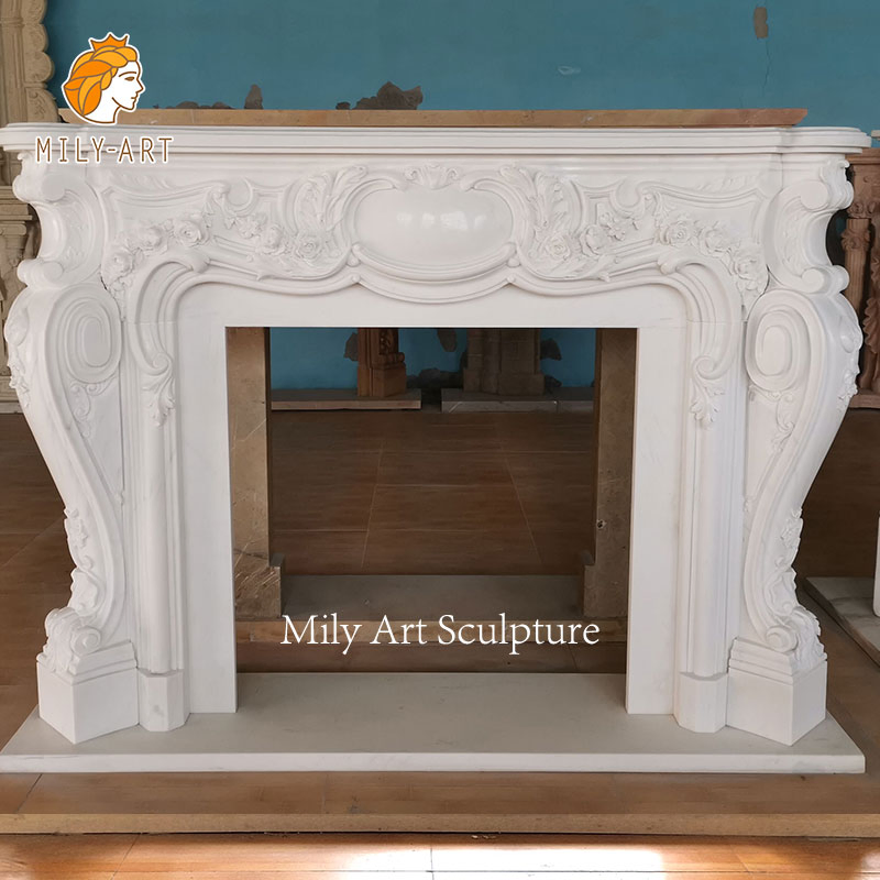 Custom Classical White Marble Stone Fireplace Surround for Sale