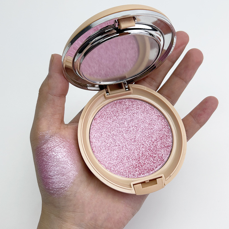 Wholesale Vegan Pressed Powder Shimmer Highlighters Makeup Private Label Custom Shiny Pink Highlighter