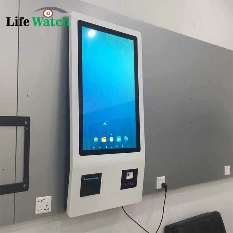 32-Inch Wall Mounted Qr Scanner Face Camera Thermal Pinter Interactive Food Order LCD Terminal