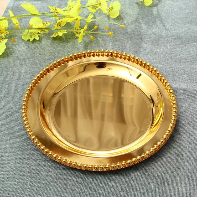 Wedding Metal Gold or Silver Plated Beaded Charger Plate for Party Banquet