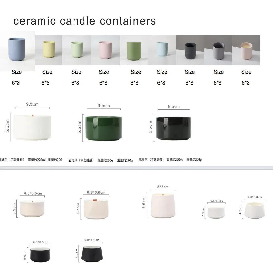 Custom Manual Aromatherapy Round Color Gradient Ceramic Candle Cup Ceramic Candle