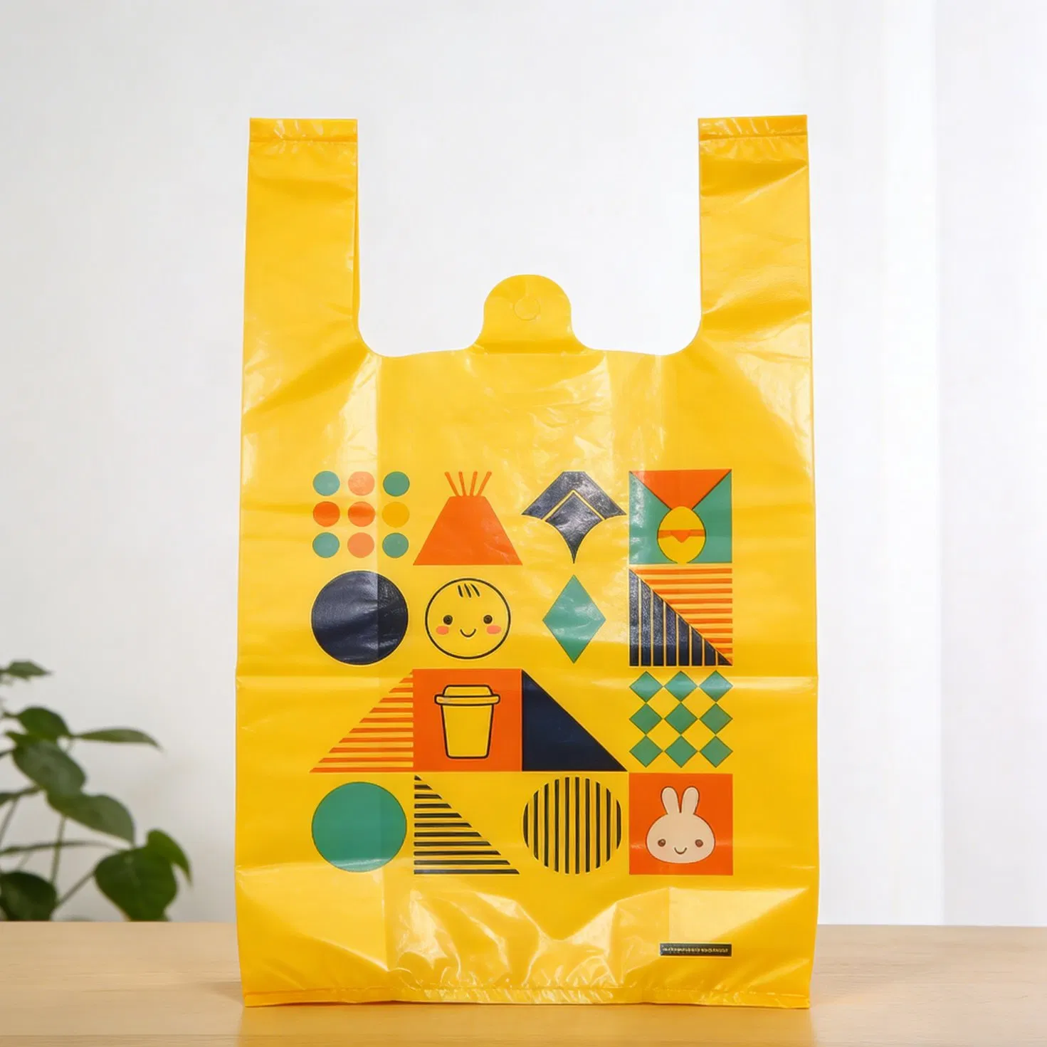 Thickened Heavy Duty Disposable Yellow Packaging Plastic T Shirt Bags