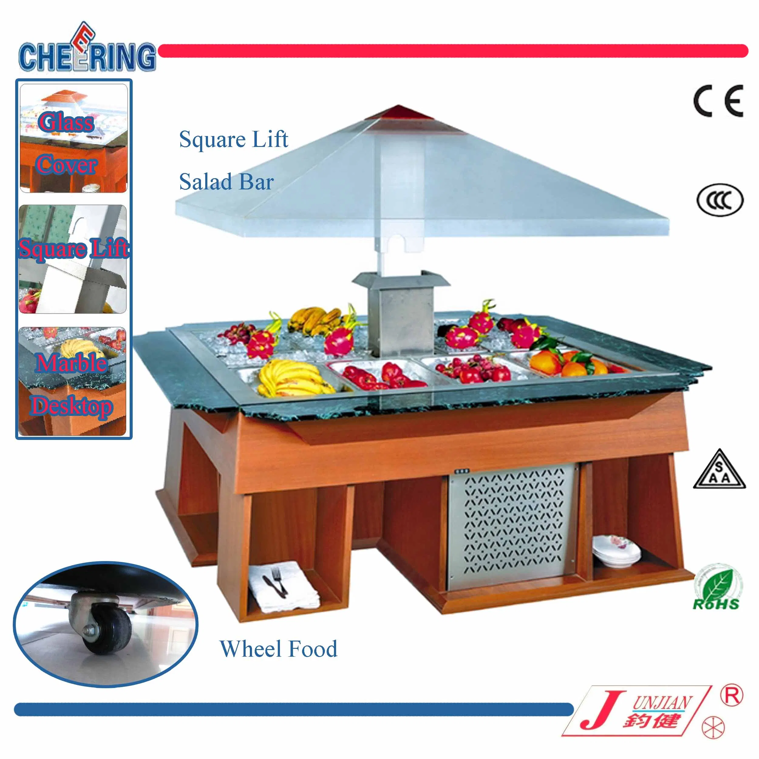 Cheering Catering Equipment Commercial Square Lift Salad Bar Freezer with Ce (E-P18502L8)