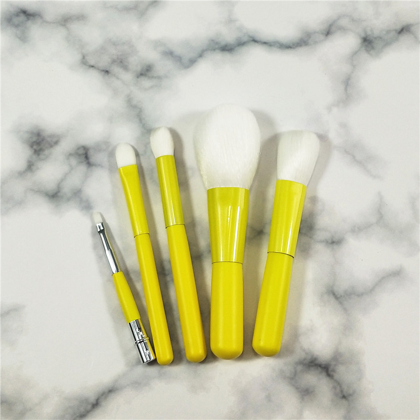 New Multi-Functional Artificial Fiber Egg Yellow 5 Makeup Brushes Set