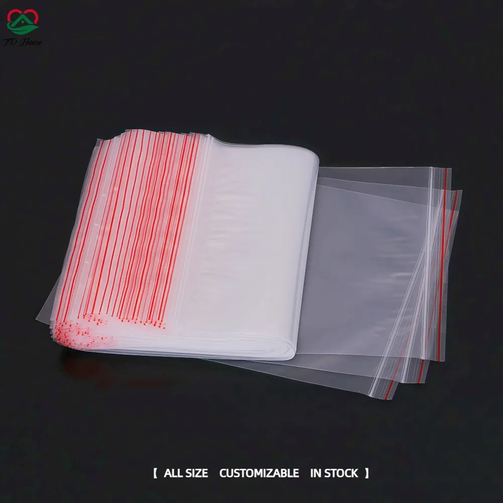 Custom Clear Recloseable PE Food Storage Plastic Ziplock Packaging Bags