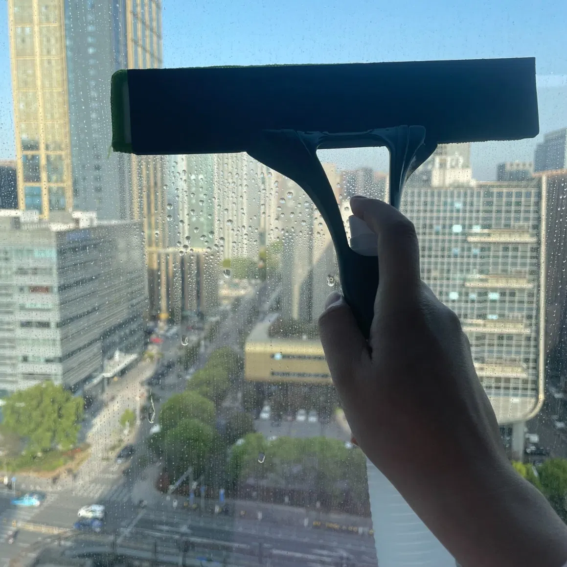 Double Use Window Cleaner with Spray Bottle Home Glass Cleaning Squeegee with Microfiber Pad