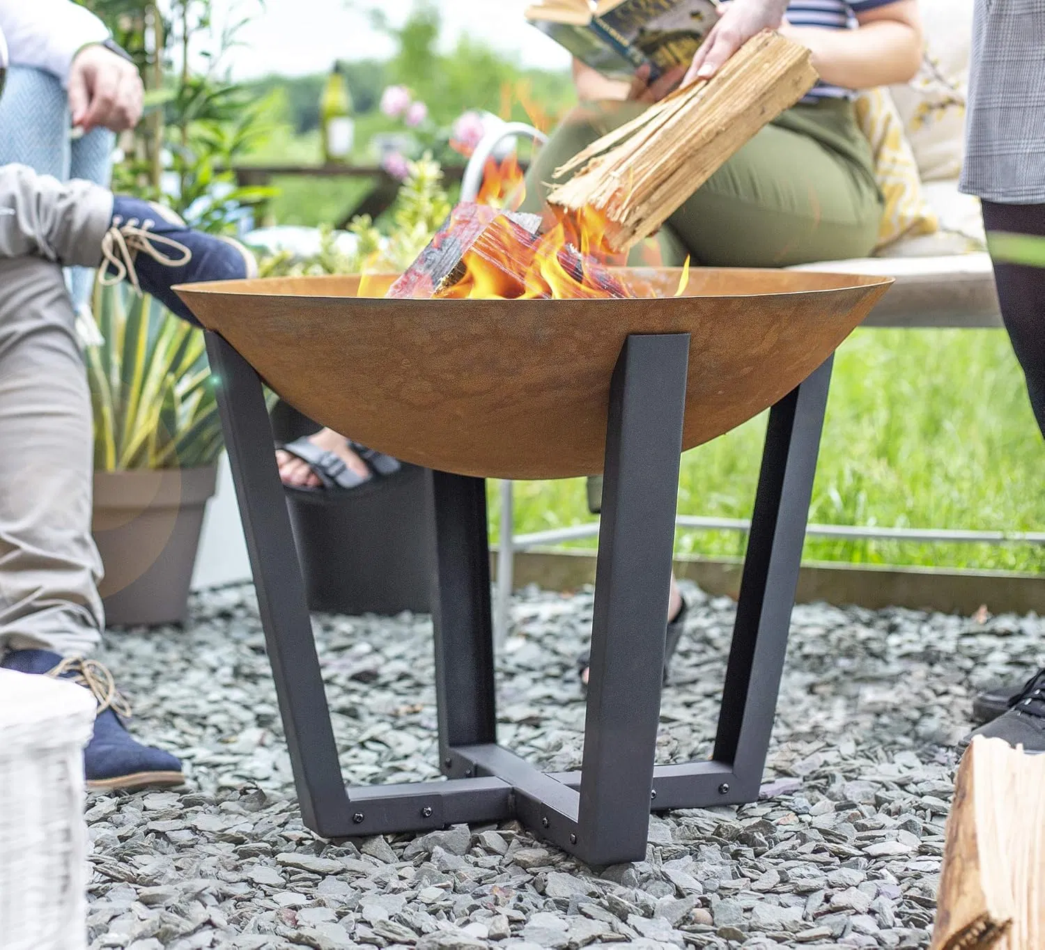 Factory Directly Corten Steel Outdoor Fire Pit Wood Burning Fire Bowl for Patio Backyard Camping