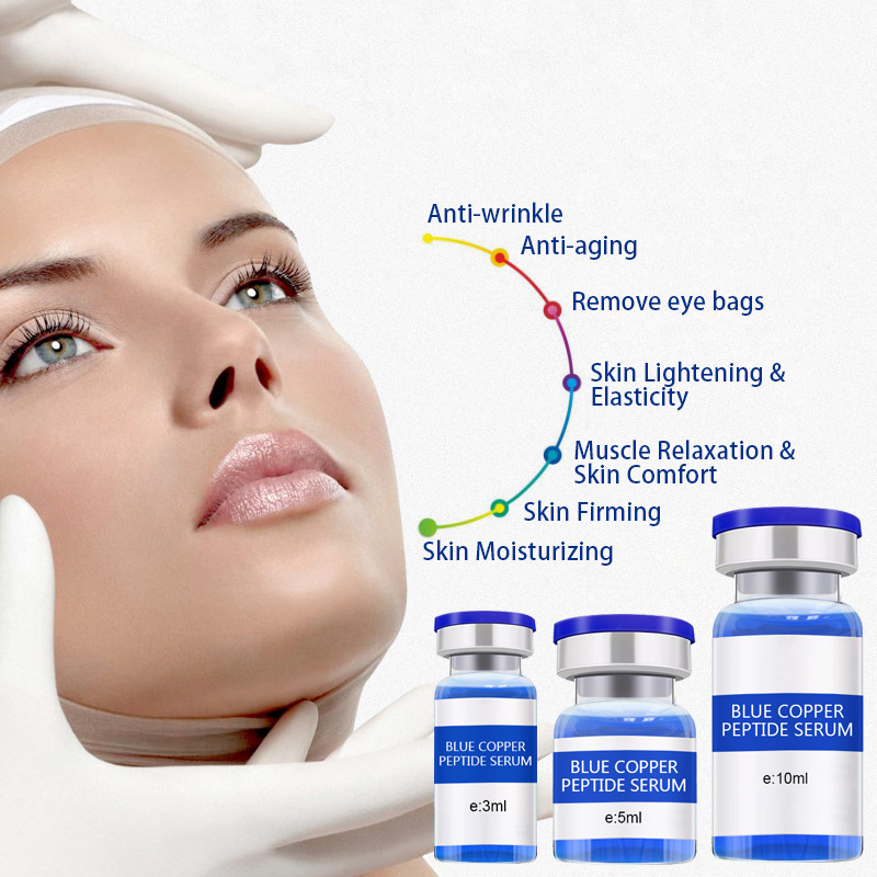 3 Ml 5 Ml 10 Ml Ghk Cu Vial Blue Copper Peptide Face Serum Anti-Aging Moisturizing Repairing for Skin Care Serum