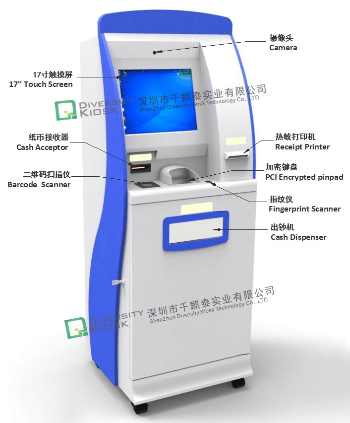 Flexible Commissions and Customizable Fees Thermal Printer ATM Cash Dispenser Machine System