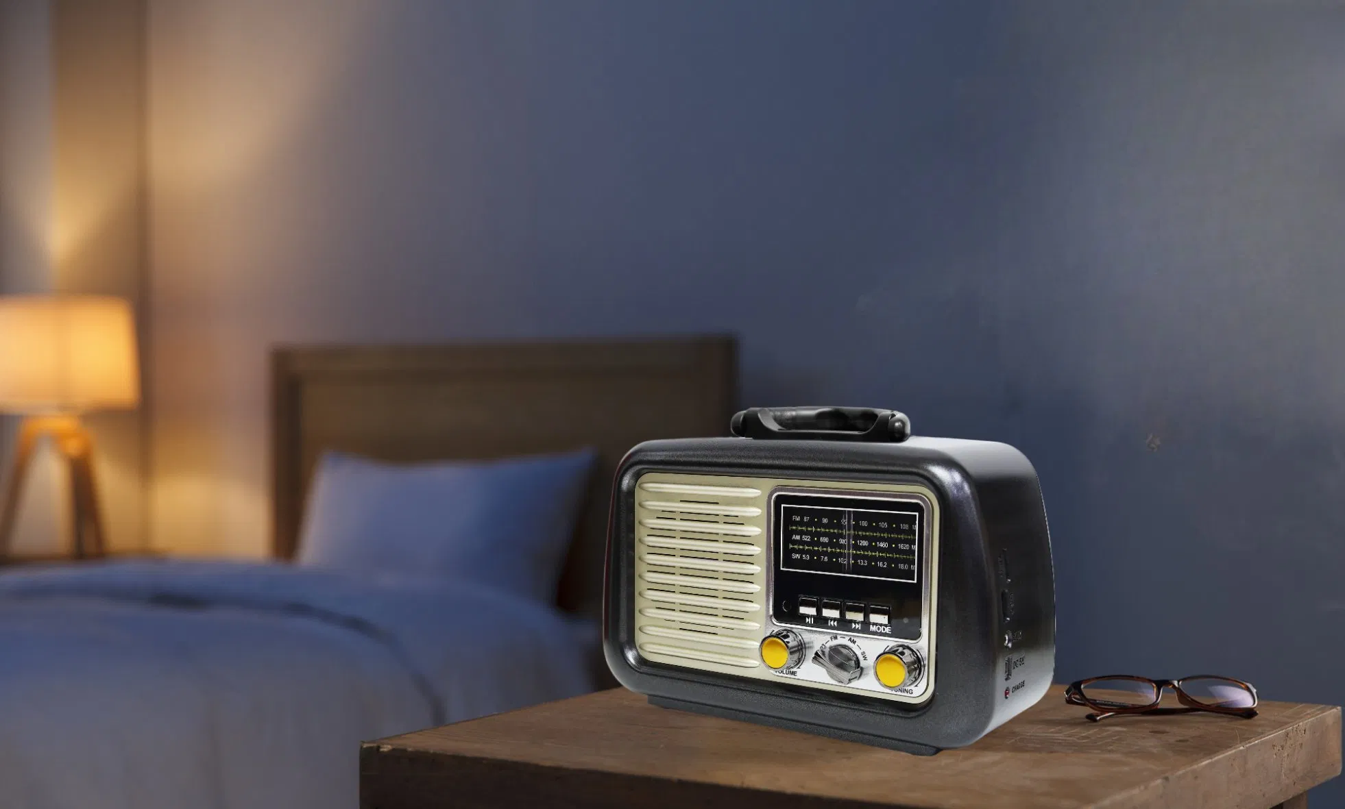 Kemai MD-1900BT Portable Am/FM Radio with Bluetooth & Charging Functions, Supports TF Card, Aux, USB, and MP3 Player