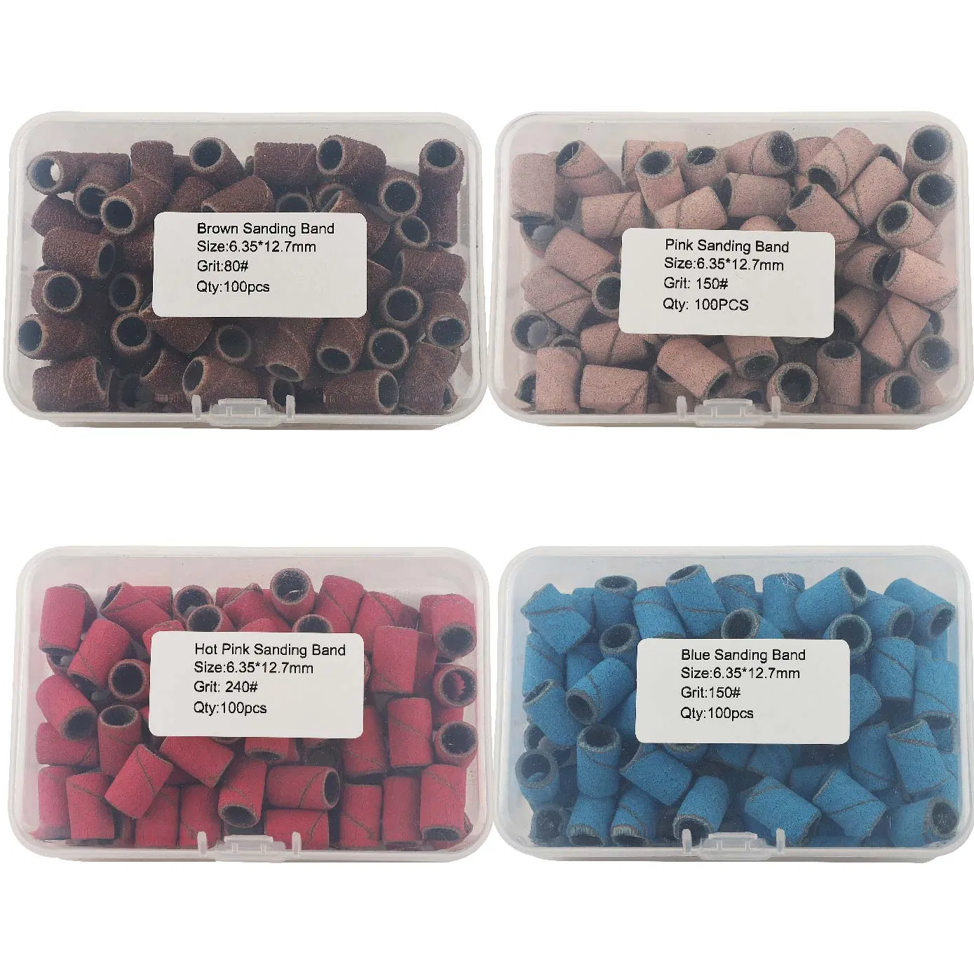 Brown Black Zebra Yellow Pink Purple Red Green Sanding Bands for Nail Drill Bits