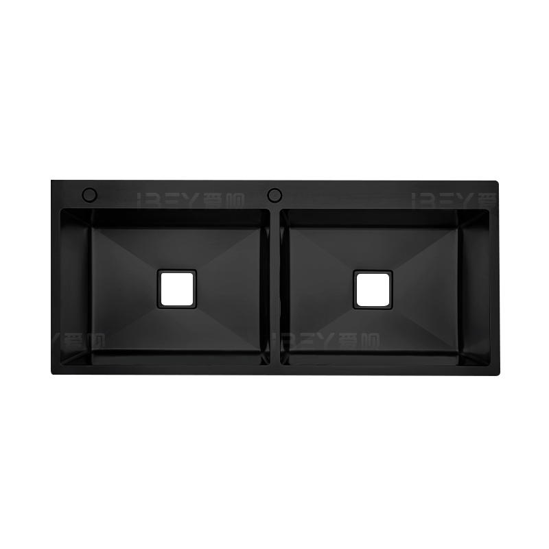 Luxury Nano Gold Double Bowls Modern Kitchen Sink in Stainless Steel
