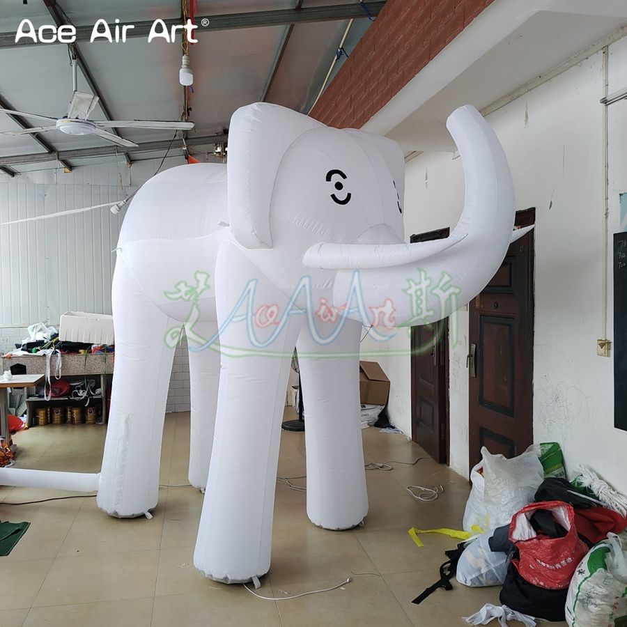3m 10ftl Inflatable White Elephant Animal for Carnival Parade Outdoor Event Decorative