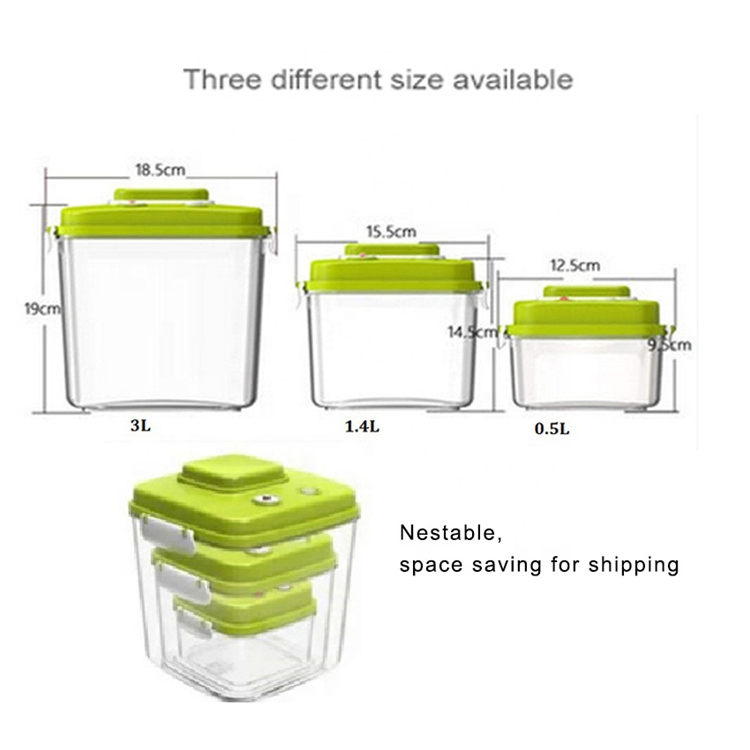 0.5L/ 1.4L /3L Rectangle Airtight Vacuum Sealed Food Storage Containers Set