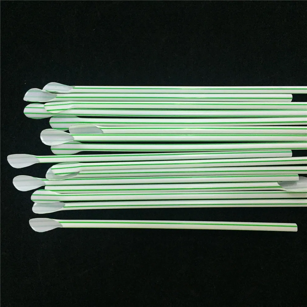 Manufacture Wholesale Biodegradable Colorful Drinking PLA Spoon Straws for Home and Restaurant