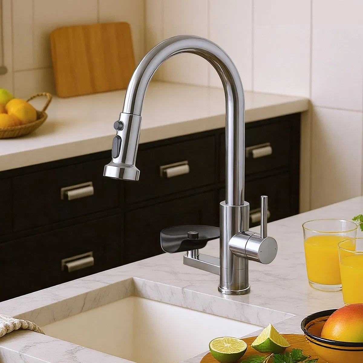 2026 High-Pressure Pull-out Kitchen Faucet - Integrated Cup Washer & Glass Rinser