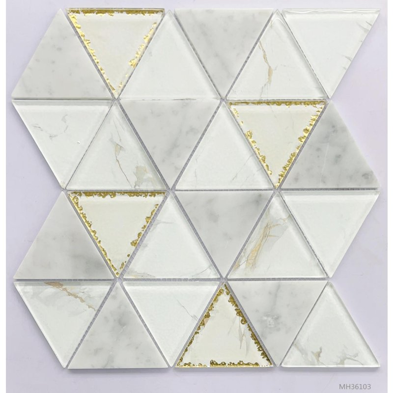 Green and Blue Triangle Crystal Glass Mosaic for Kitchen Bathroom Swimming Pool