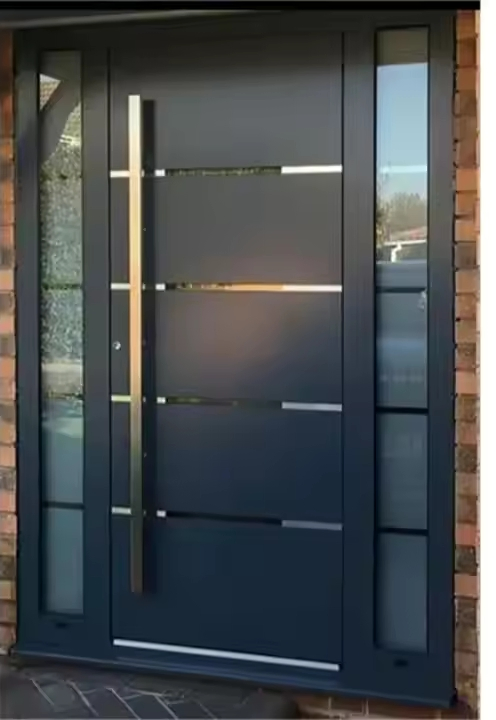 Роскошная входная дверь из нержавеющей стали с стеклом