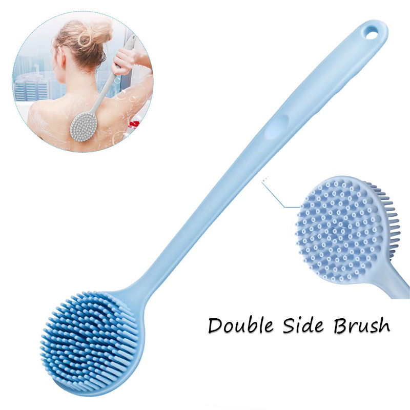 New Soft Back Bath Brush BPA Free Scrubber Shower Massage Silicone Bath Body Scrub Brush with Long Handle
