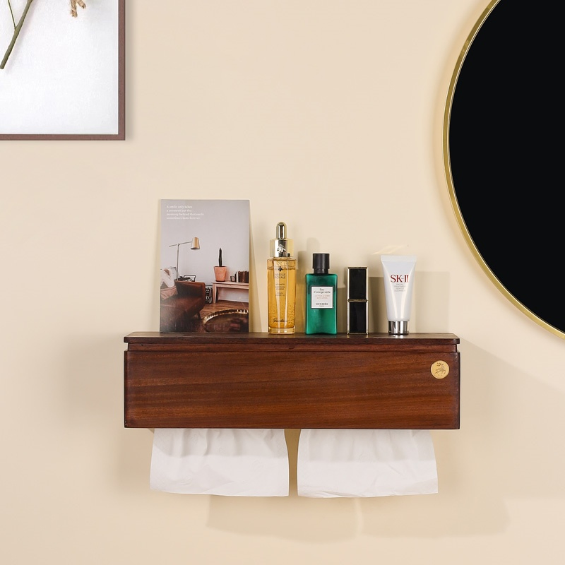 Sleek Wooden Box for Your Kitchen Tissue and Toilet Paper Roll Dispenser