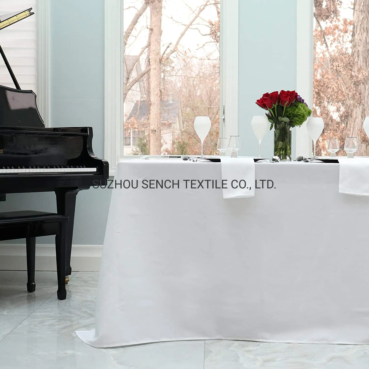 Rectangle Tablecloth, White Rectangular Table Cloth for 6 Foot Table in Washable Polyester, Great for Buffet Table, Parties, Holida