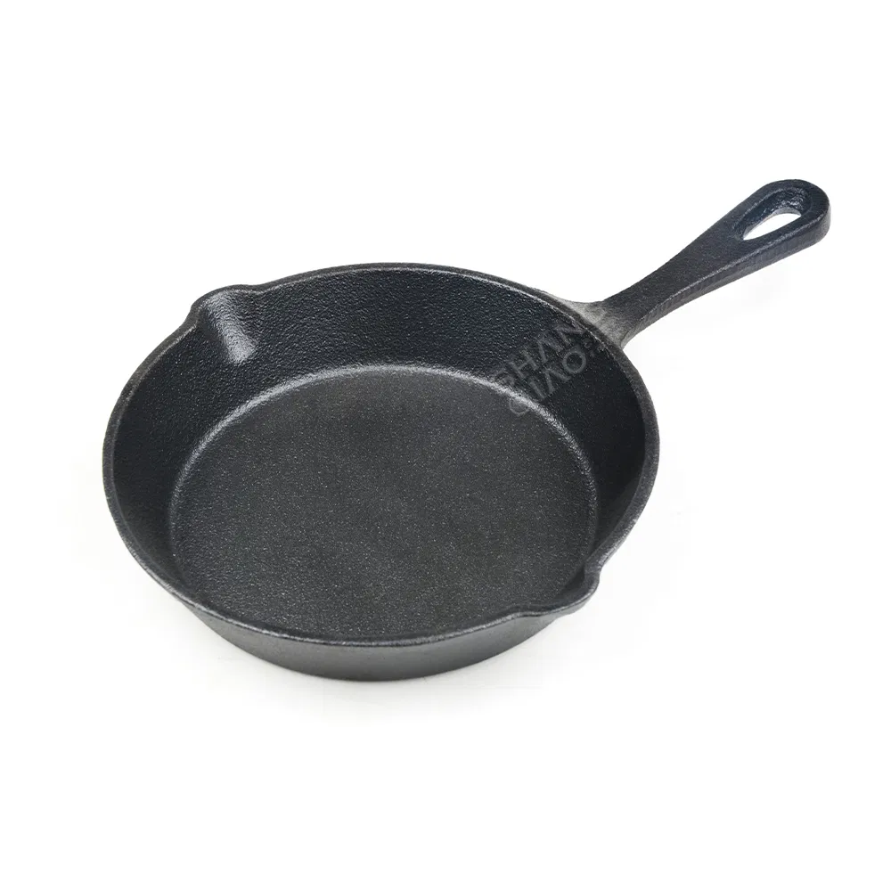 Black Large Kitchen Handle Steak Egg Cast Iron Serving Skillet Frying Pan Cast Iron Skillet Pans