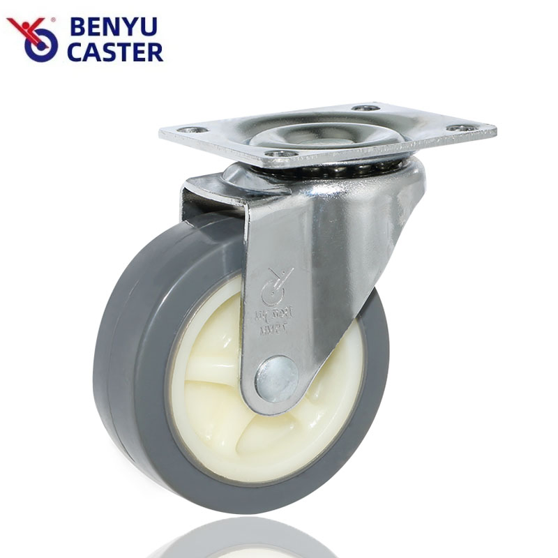 38-75mm TPU Caster Wheel No Bearing in Gray with 45kg Load Capacity