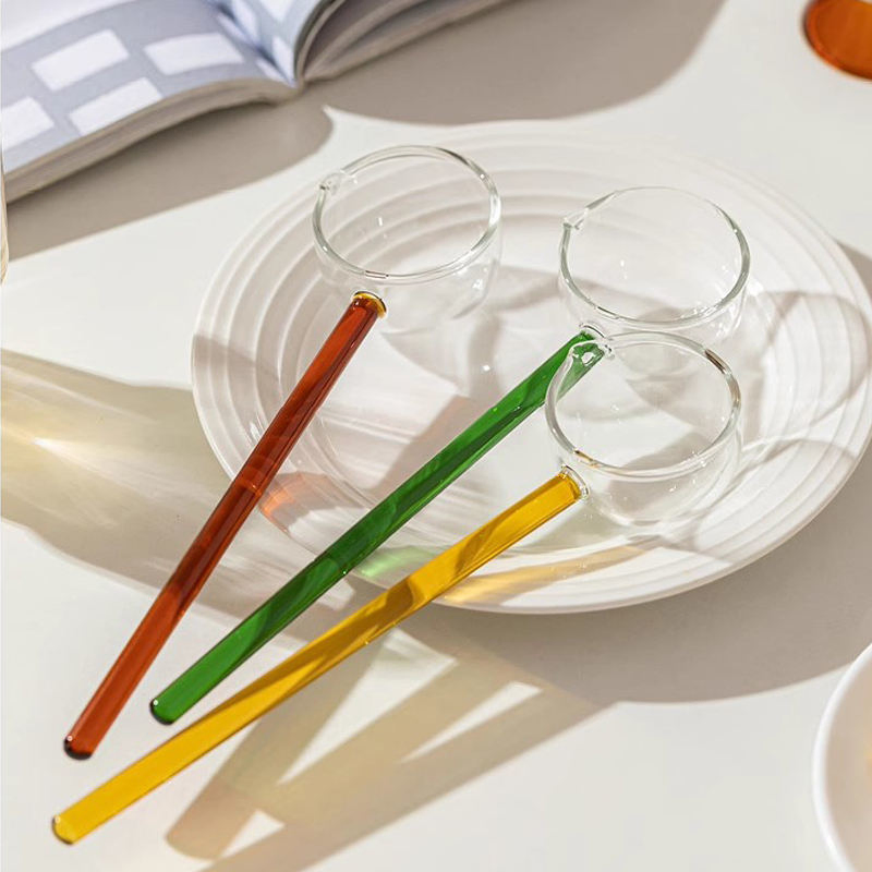Glass Soup Ladles with Colorful Handles and Spout