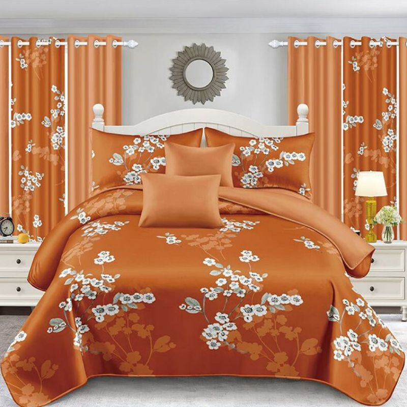 11piece Quilted Comforter Bedspread Quilt Printed Polyester Cotton Bed Linen Sabanas Hotel Home Textile Bed Sheets Red Luxury Bedding Set with Curtain