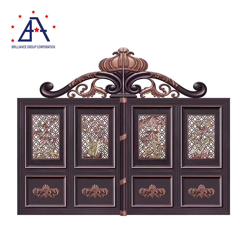 2020 New Wrought Iron Double Single Entry Doors Modern Wrought Iron Garden Gate Factory in China