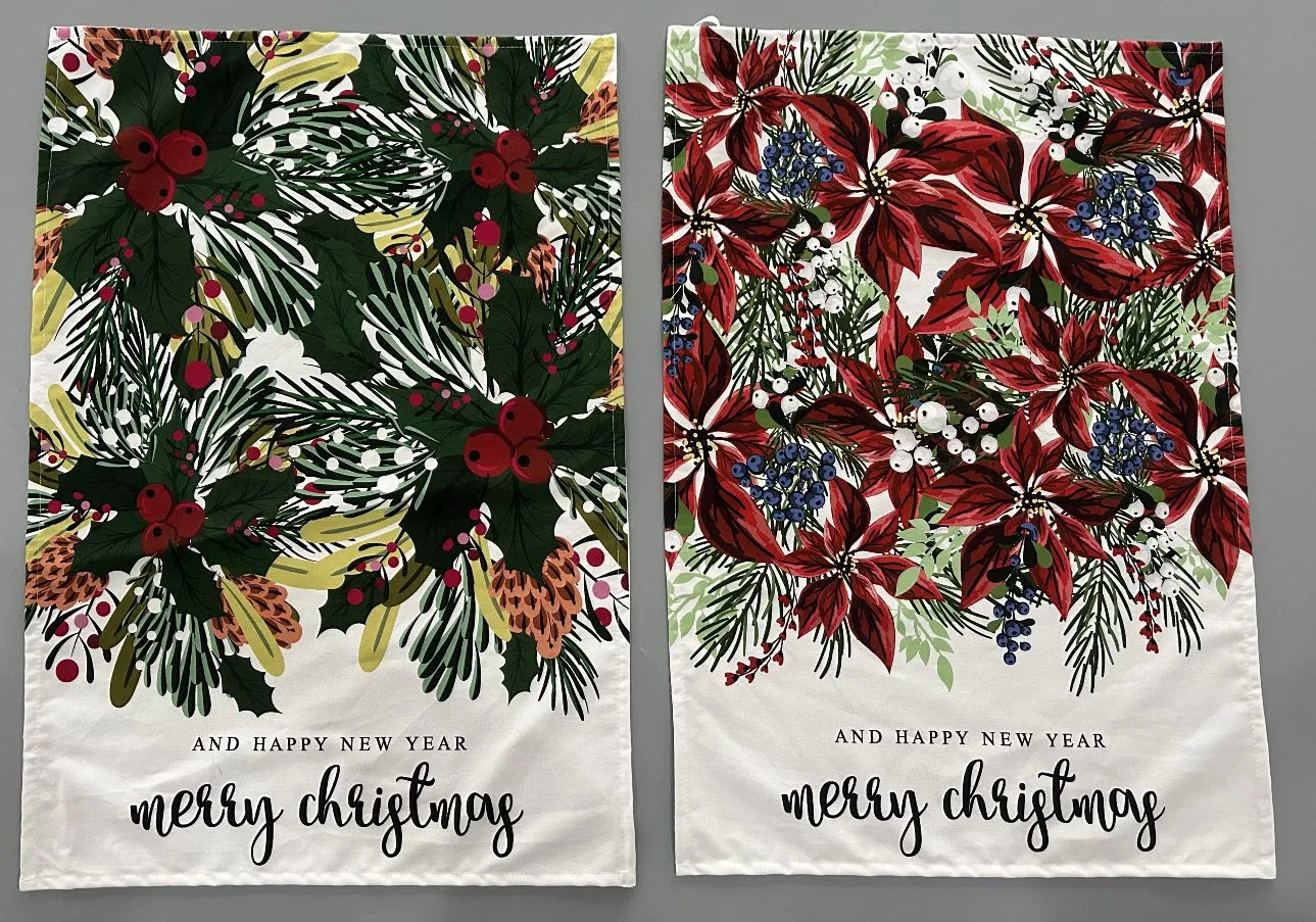 Custom Digital Printing Christmas Cotton Kitchen Napkin Tea Towel