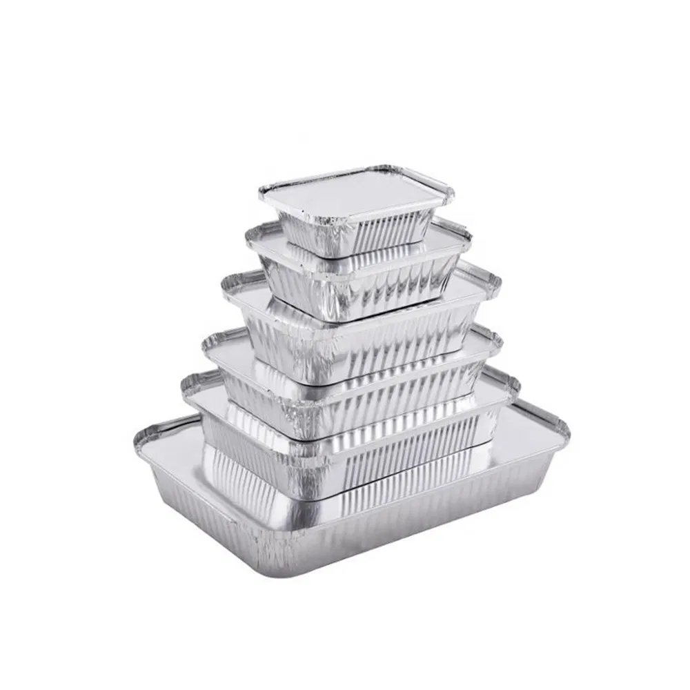 Wholesale Cheap Rectangular Aluminium Containers Baking Trays Disposable Takeaway Packaging Foil Containers