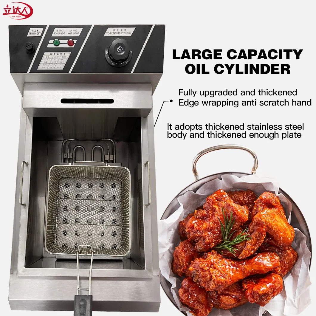 Lida CE Commercial Adjustable Stainless Steel Gas Deep Fryer