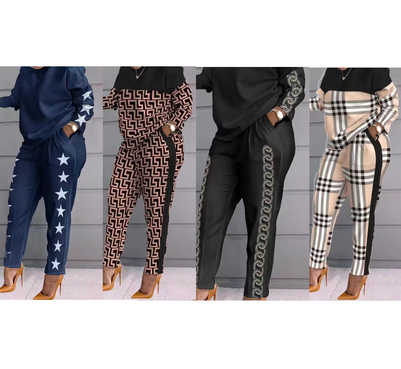 Костюм женский повседневный с принтом больших размеров 2 предмета