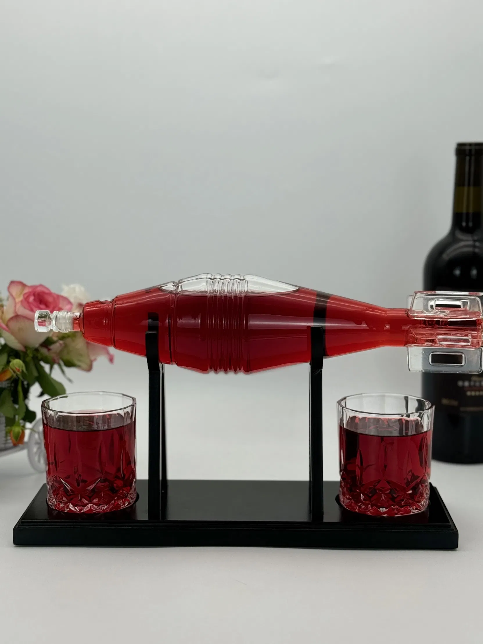 Handcrafted Clear Glass Wine and Whisky Decanter Set