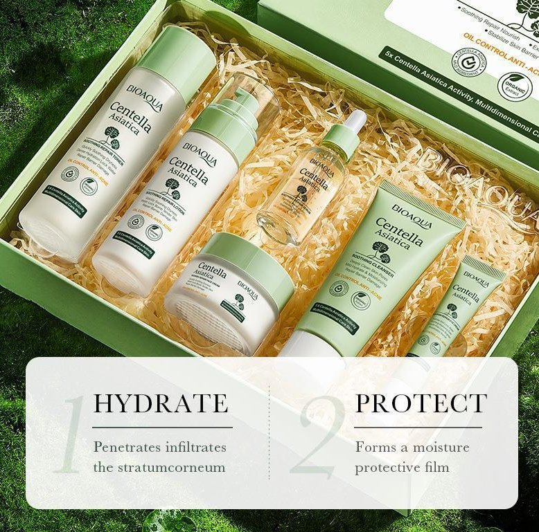 Online Wholesale in Stock Private Label Facial Revitalizing Centella Asiatica Skin Care Set Calming Anti Acne Cica Repair Cream Skin Set