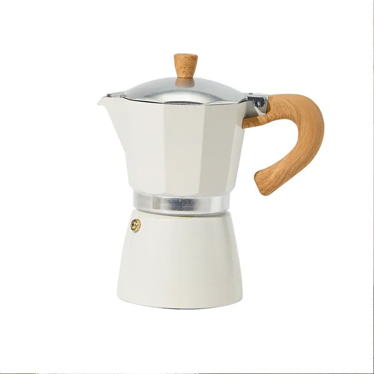 Stainless Steel Stove Mocha Espresso Maker Coffee Pot Wooden Handle