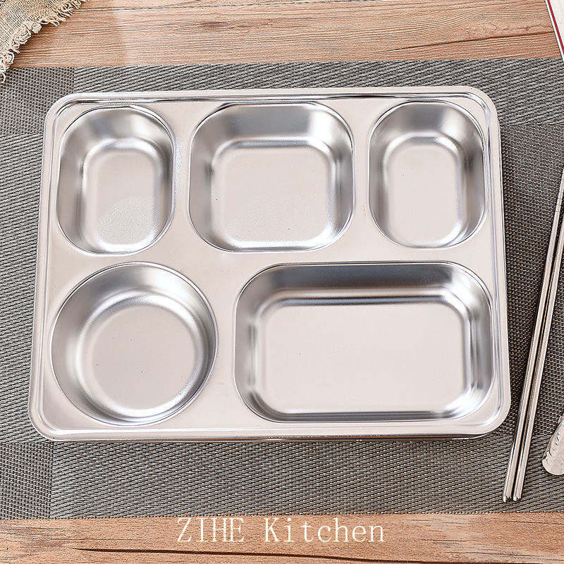 Stainless Steel Adult Children's Compartment Fast Food Plate