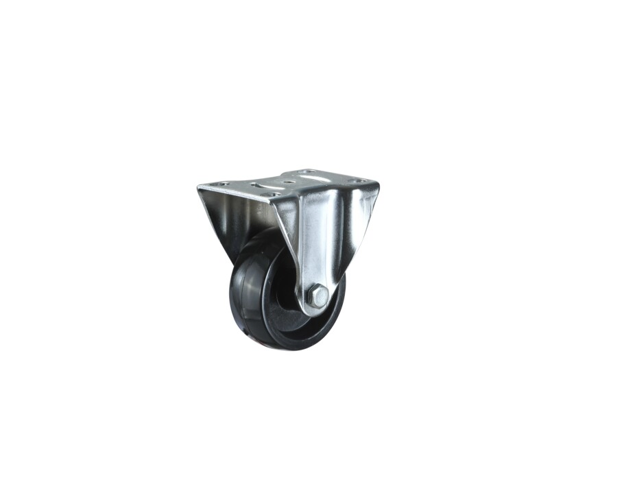 Factory Sales 100mm Medium Duty Castor Fixed Plate Black Nylon Wheel