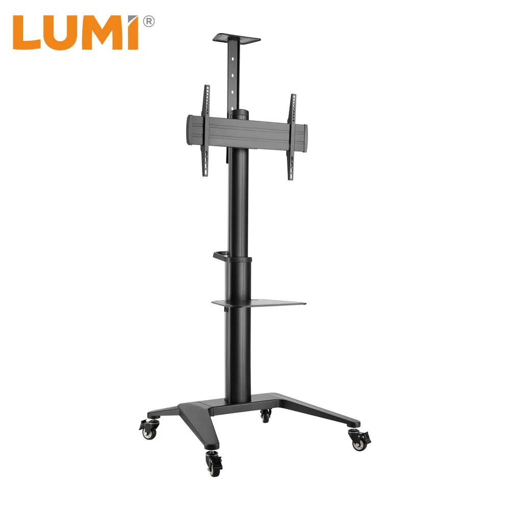 Wholesale OEM ODM Universal Height Adjustable Mobile TV Cart with Wheels for Classrooms and Training Facilities