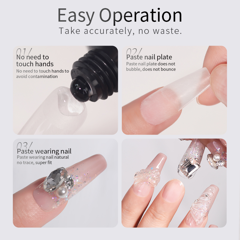 R S Nail OEM ODM 30g Press on Nail Gel Tips Glue UV Gel Polish Nail Extension Adhesive Diamond Gel Nail Glue for Nail Art Salon