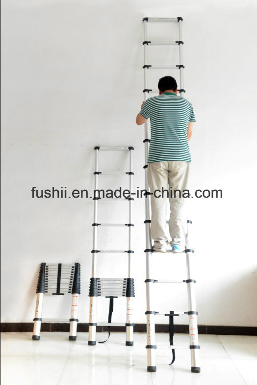3.8m Telescopic Ladder with Stabilizer Bar and Finger Safety Gap/Finger Protect