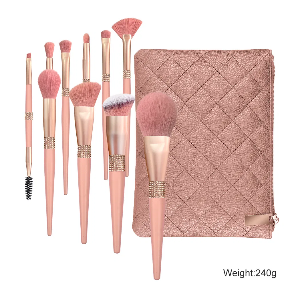 Custom Logo Diamond Cherry Blossom Pink Makeup Brush Set Factory