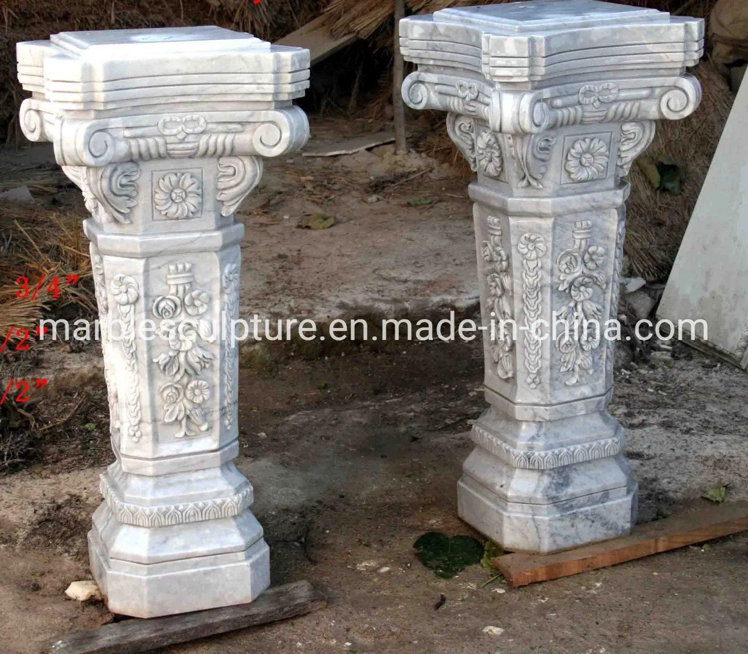 White Marble Stone Sculpture Column Pillar (SY-C002)