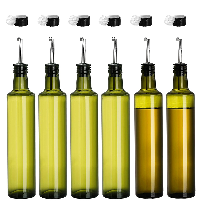 Tall Round 250ml 500ml 750ml 1000ml Dark Green Glass Olive Oil Bottle with Insert Cap